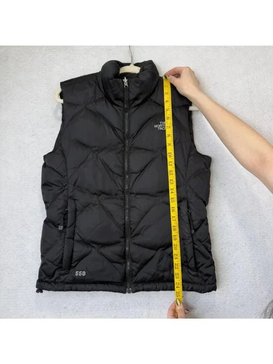 The North Face Vest Womens Medium Black 550 Fill Down Puffer Quilted Zip Pockets - Picture 8 of 13